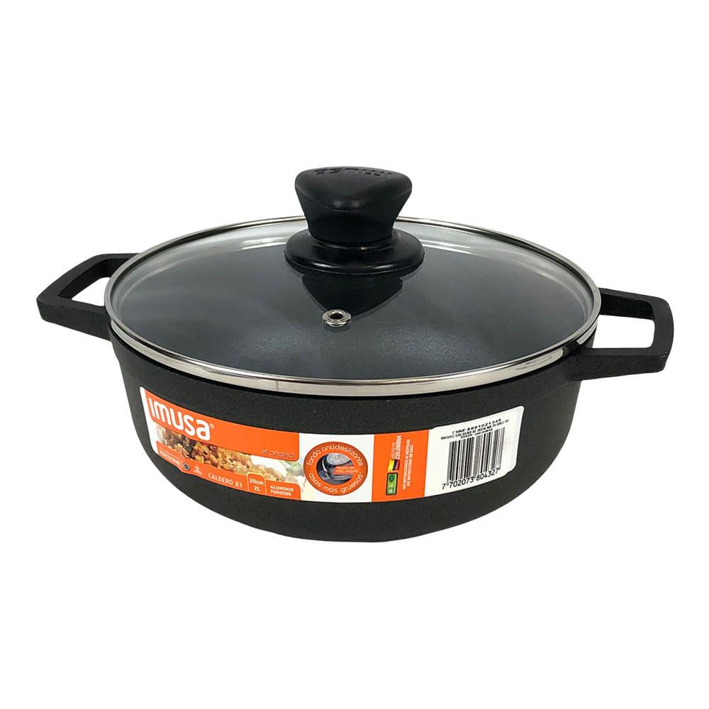 Paila Antiadherente Imusa Con Tapa de Vidrio 20 cm