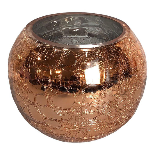 Florero Tipo Pecera Decorativa Vidrio Gold/Rose Mediano