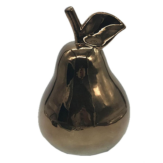 Adorno Decoratico Cerámica Pera 12.7Cm Gold