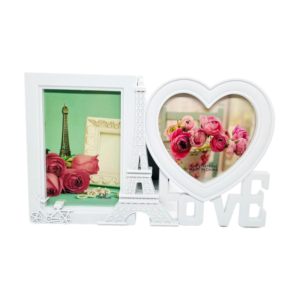 Portarretrato Home Elegance Con Marco Blanco de Plástico