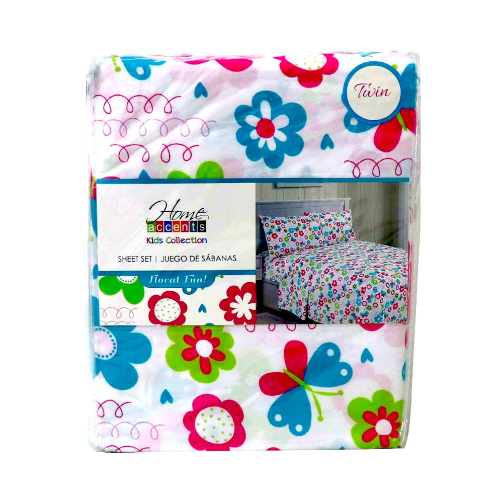 Juego de Sábanas 3 Piezas Home Accents Floral Fun - Twin