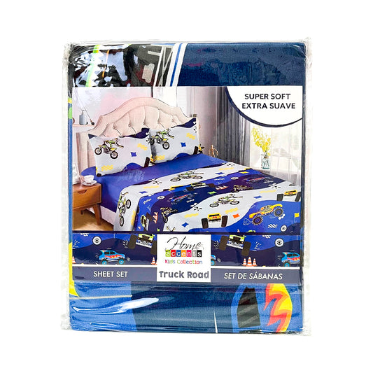 Sábana Full Set 4 Piezas Truck Road Infantil Home Accents