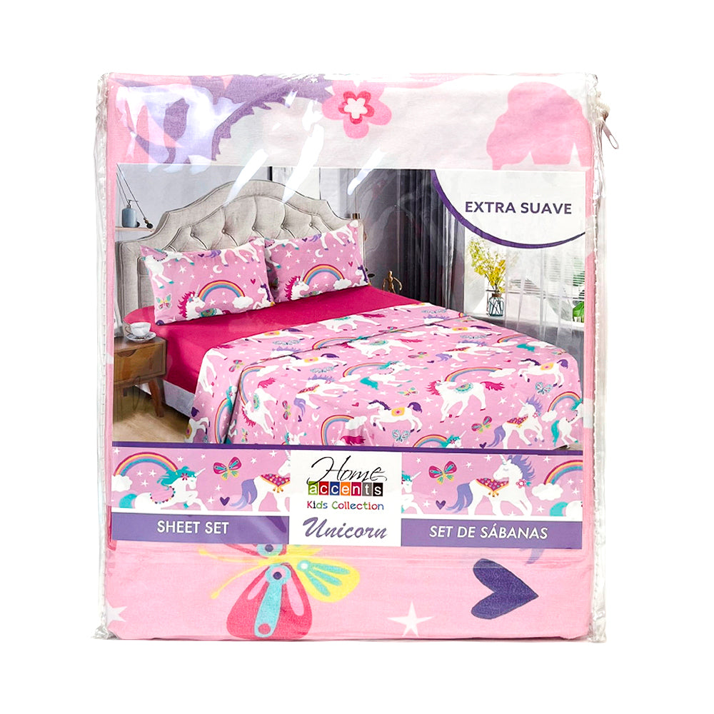 Sábana Twin Set 3 Piezas Unicornio Infantil Home Accents
