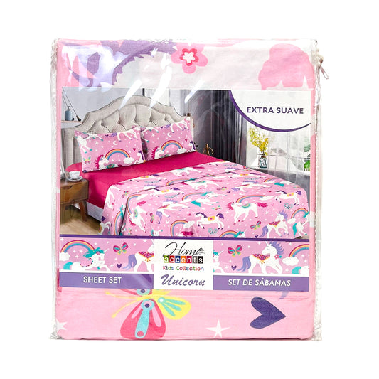 Sábana Twin Set 3 Piezas Unicornio Infantil Home Accents