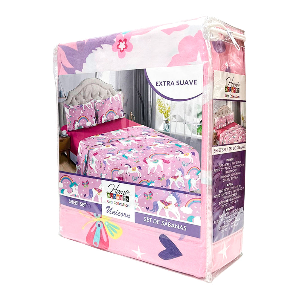 Sábana Twin Set 3 Piezas Unicornio Infantil Home Accents