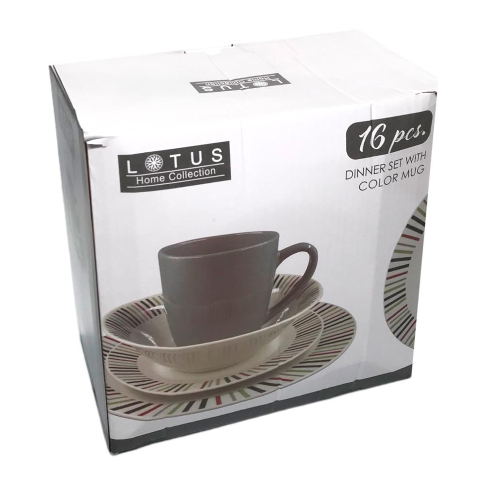 Set de Vajillas Lotus Estampada 16 Piezas