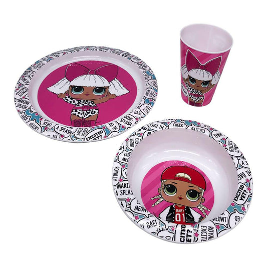 Juego de Vajilla Lol Para Niñas 3 Piezas