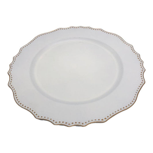 Plato Decorativo Decoré Plástico de 32.5 cm x 1.7 cm Blanco/Dorado