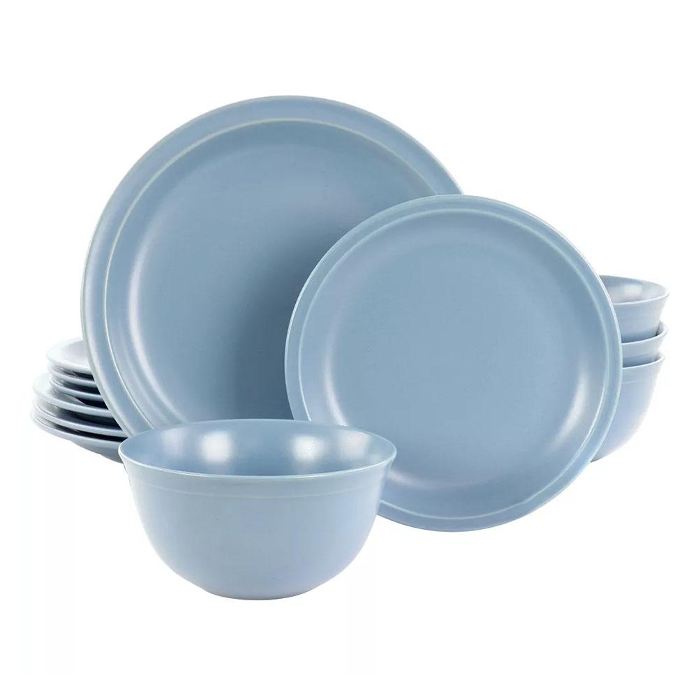 Vajilla de Cerámica Gibson Siam Matte Blue 12 Piezas