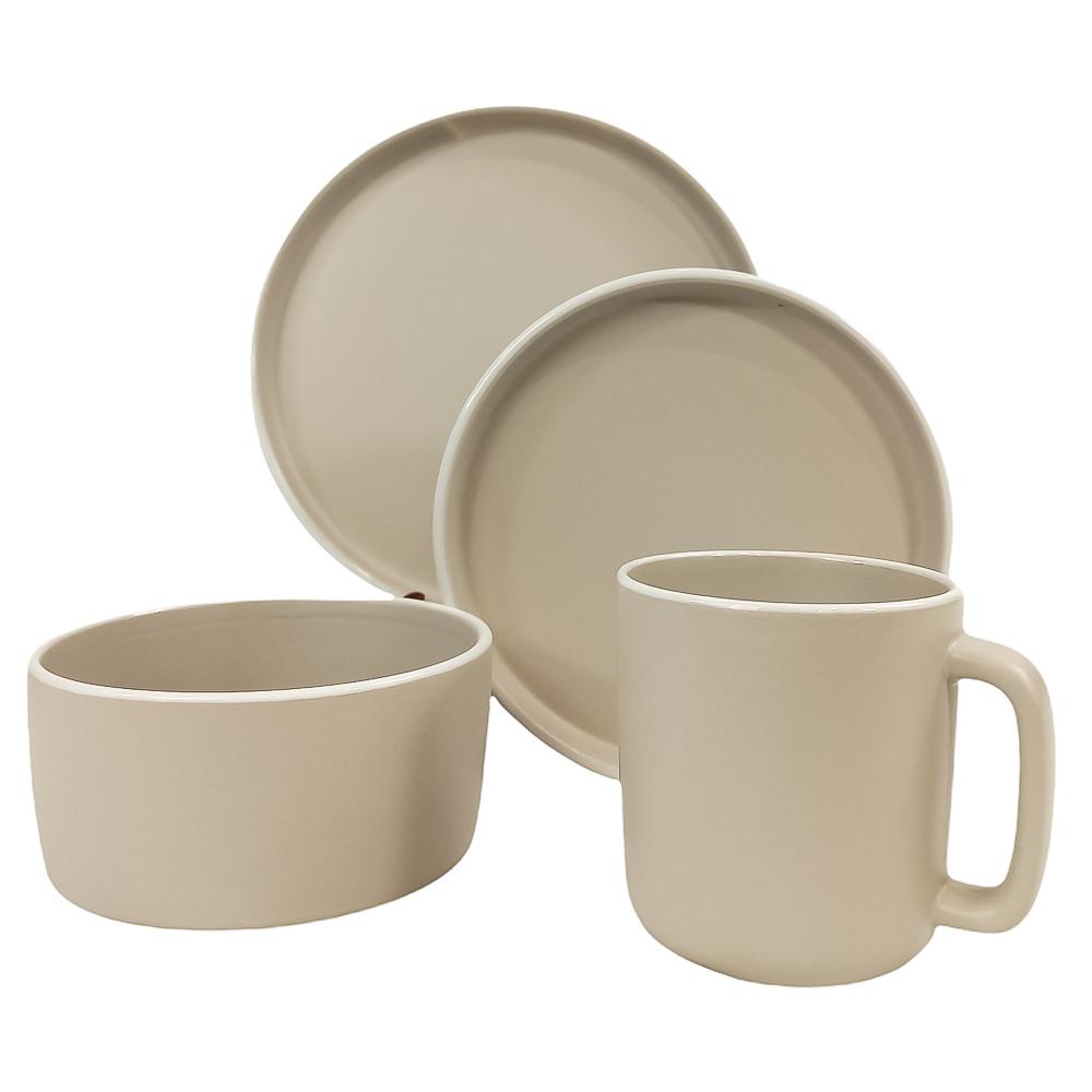 Vajilla de Porcelana York Taupe Ttu Gallery 16 Piezas