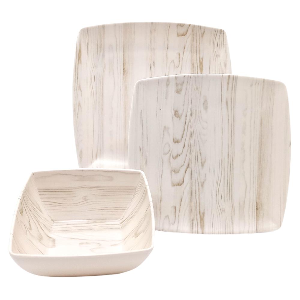 Vajilla Melamina Woodgrain Gibson 12 Piezas