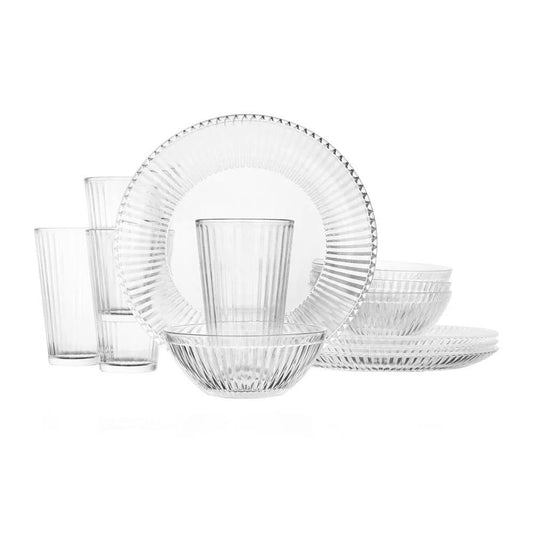 Vajilla de Vidrio Gibson Clearview Stripe 12 Piezas