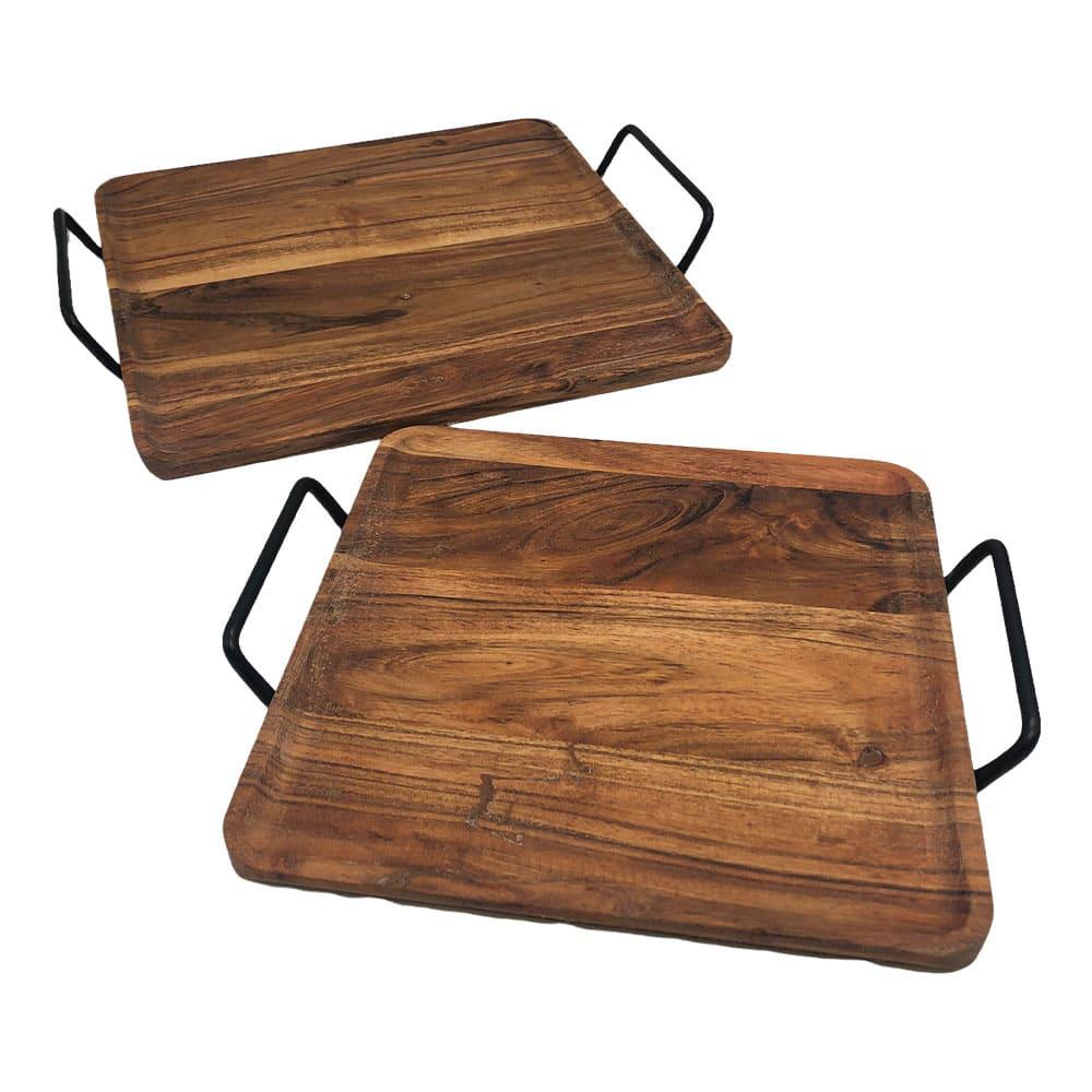 Bandeja Para Servir Tabletops Acacia de Madera 2 Piezas