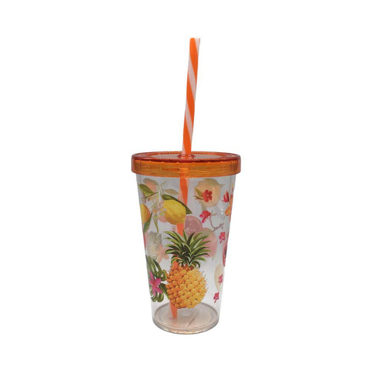 Vaso Acrilico Herevin 22 Oz C/Tapa C/Carrizo
