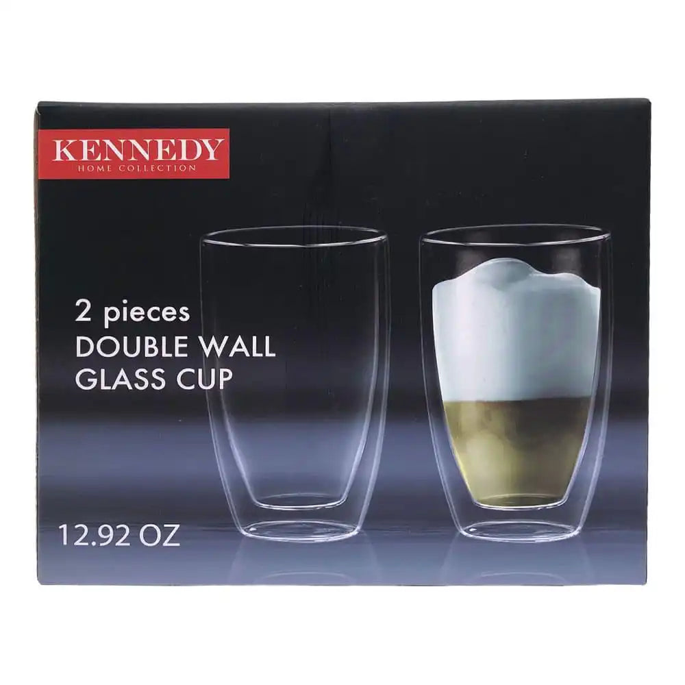 Vaso Térmico Kennedy Home de Vidrio 12.92 Oz 2 Piezas