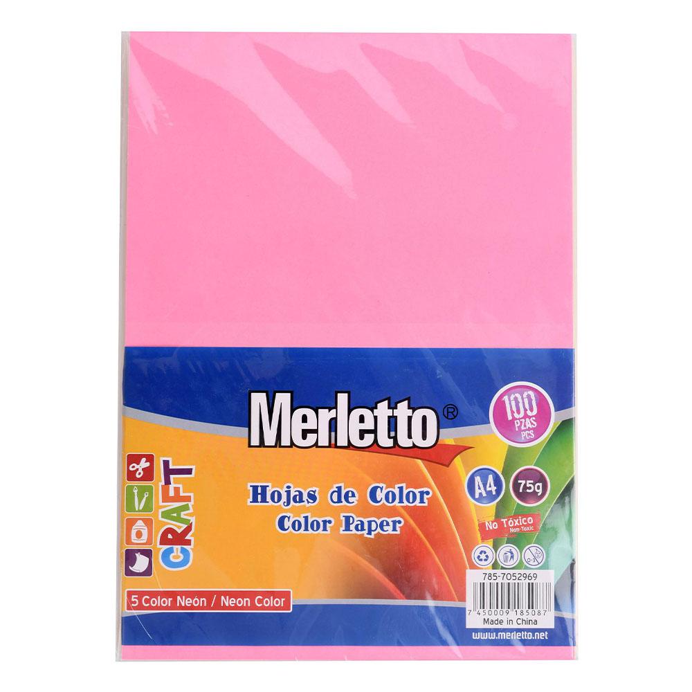 Hoja de Colores Merletto Color Neon 100 Hoja A4