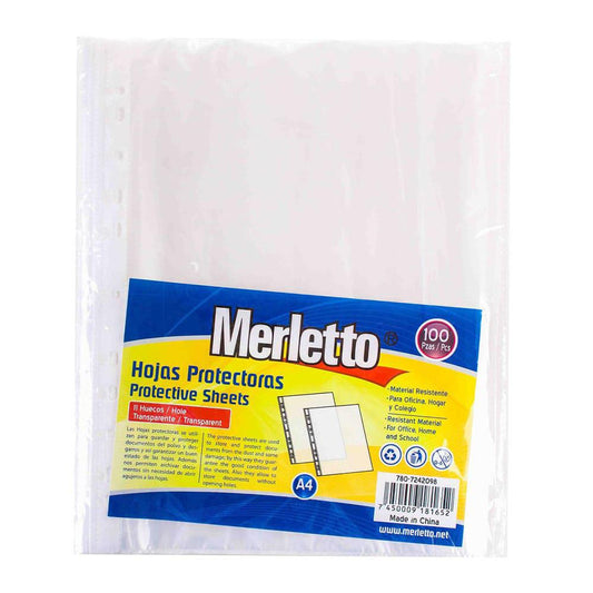 Hojas Protectoras Merletto 100 Piezas