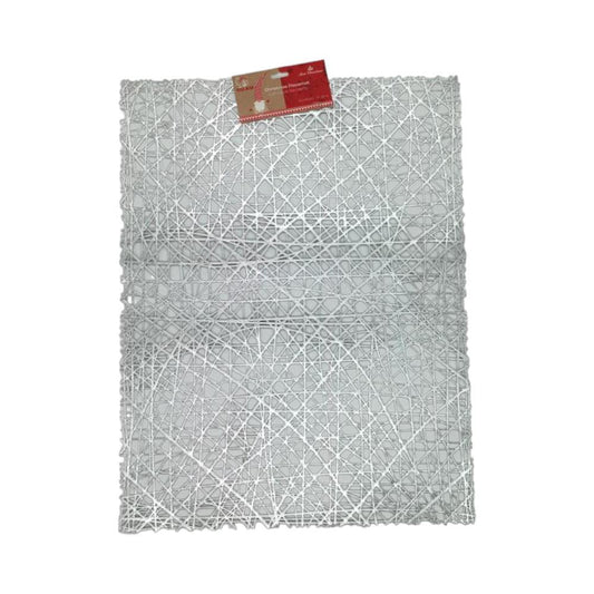 Individual Navideño Plastico Plateado