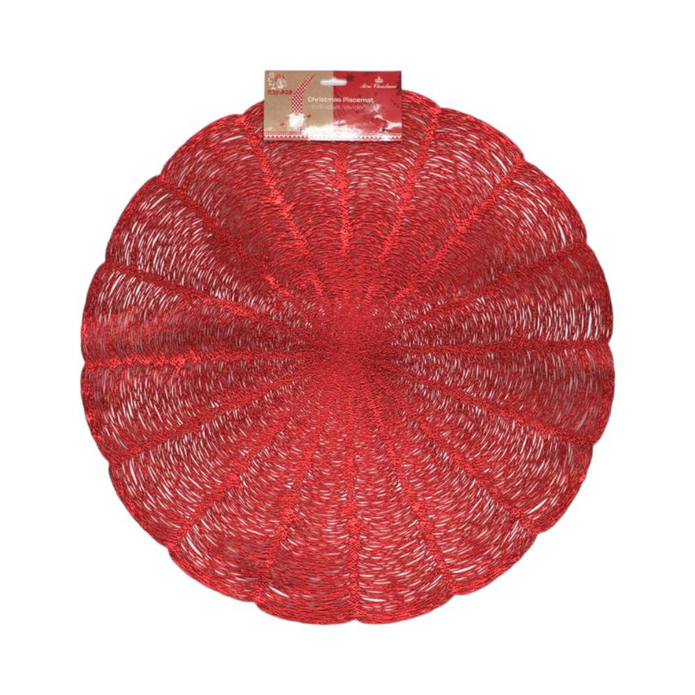 Individual Navideño Plastico Redondo Rojo