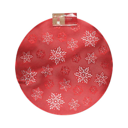 Individual Navideño Plastico Redondo Rojo