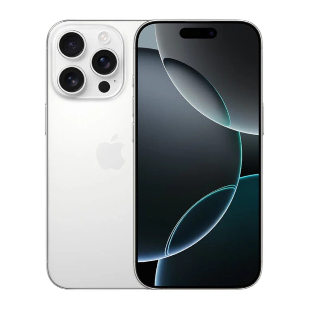 iPhone 16 Pro Max 512GB en blanco con pantalla OLED de 6.9”, cámaras Pro de 48 MP, grabación 4K. En Titán Panamá.