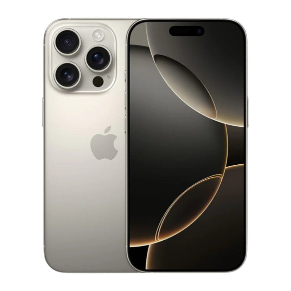 iPhone 16 Pro Max 512GB en titanio natural con pantalla OLED de 6.9”, cámaras Pro de 48 MP, grabación 4K. En Titán Panamá.