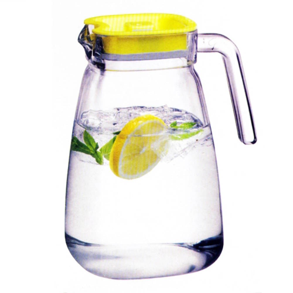 Jarra Carre Pasabahce de Vidrio con Tapa Amarillo 60 oz