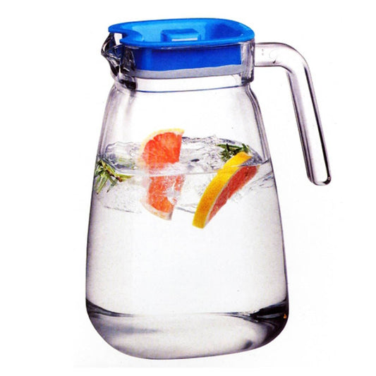 Jarra Carre Pasabahce de Vidrio con Tapa Azul 60 oz