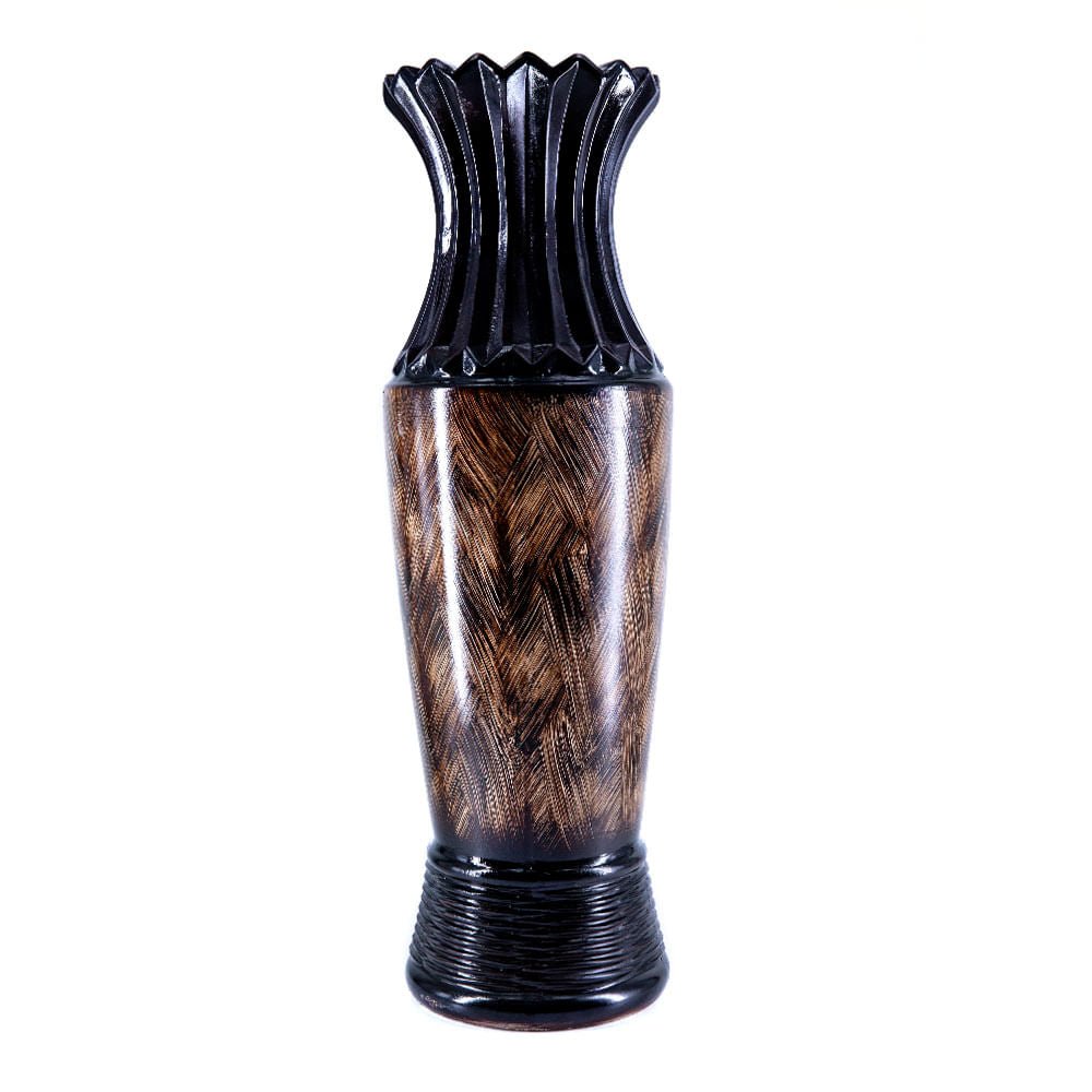 Jarrón Decorativo De Cerámica Efecto Madera 60 cm