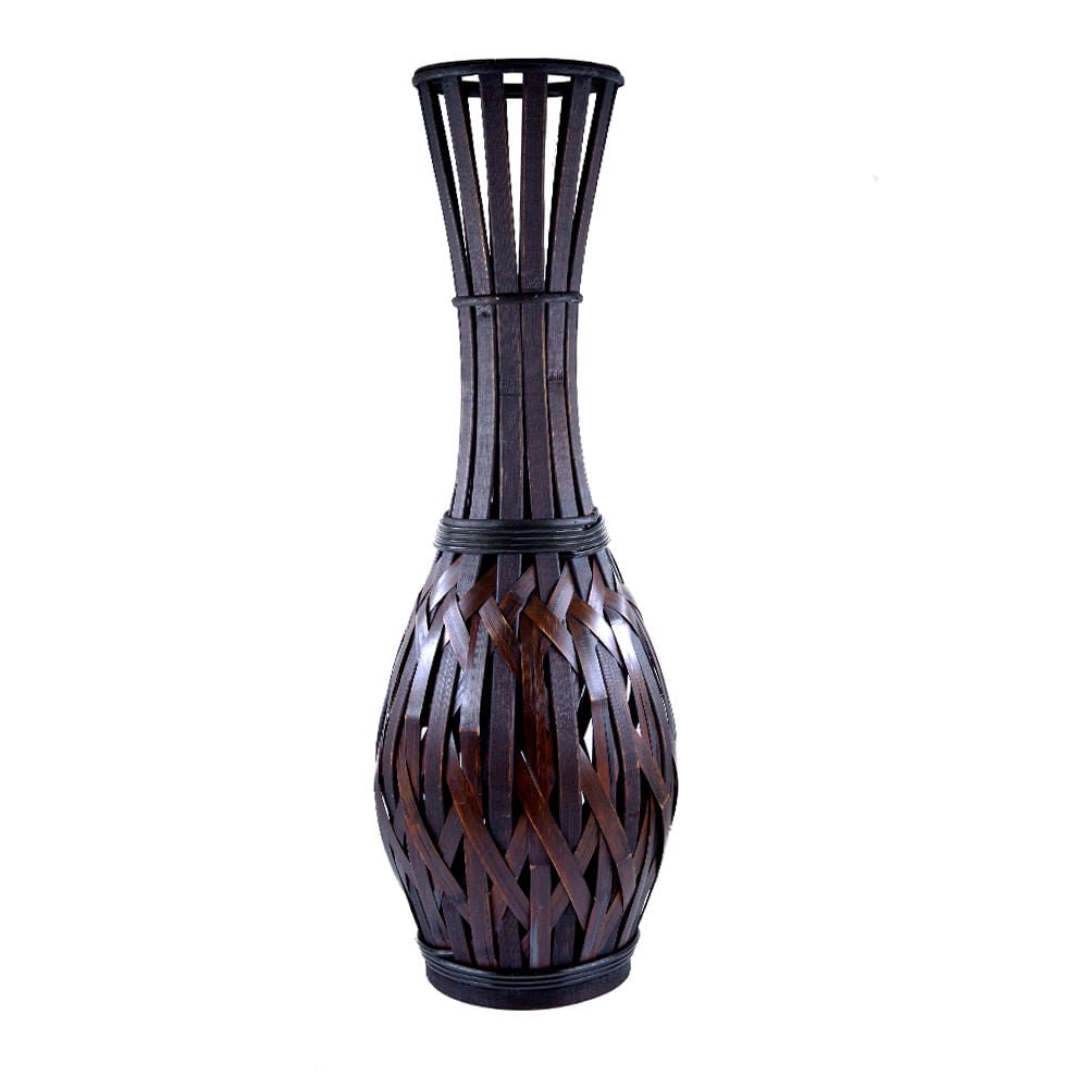 Jarrón Decorativo De Mimbre Efecto Madera 70 cm