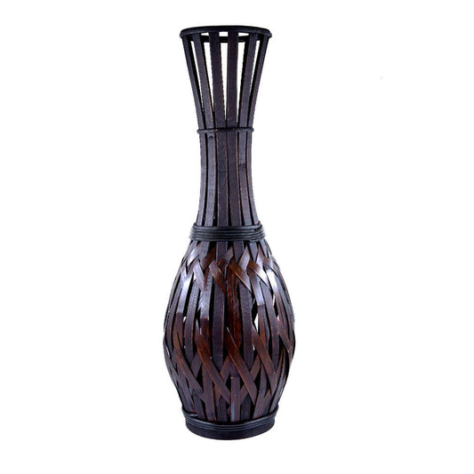 Jarrón Decorativo De Mimbre Efecto Madera 70 cm