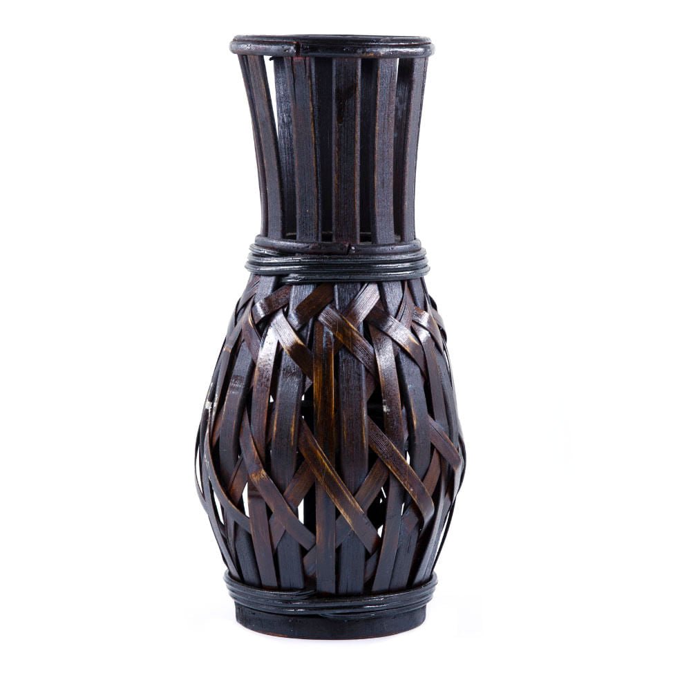 Jarrón Decorativo De Mimbre Efecto Madera 36 cm