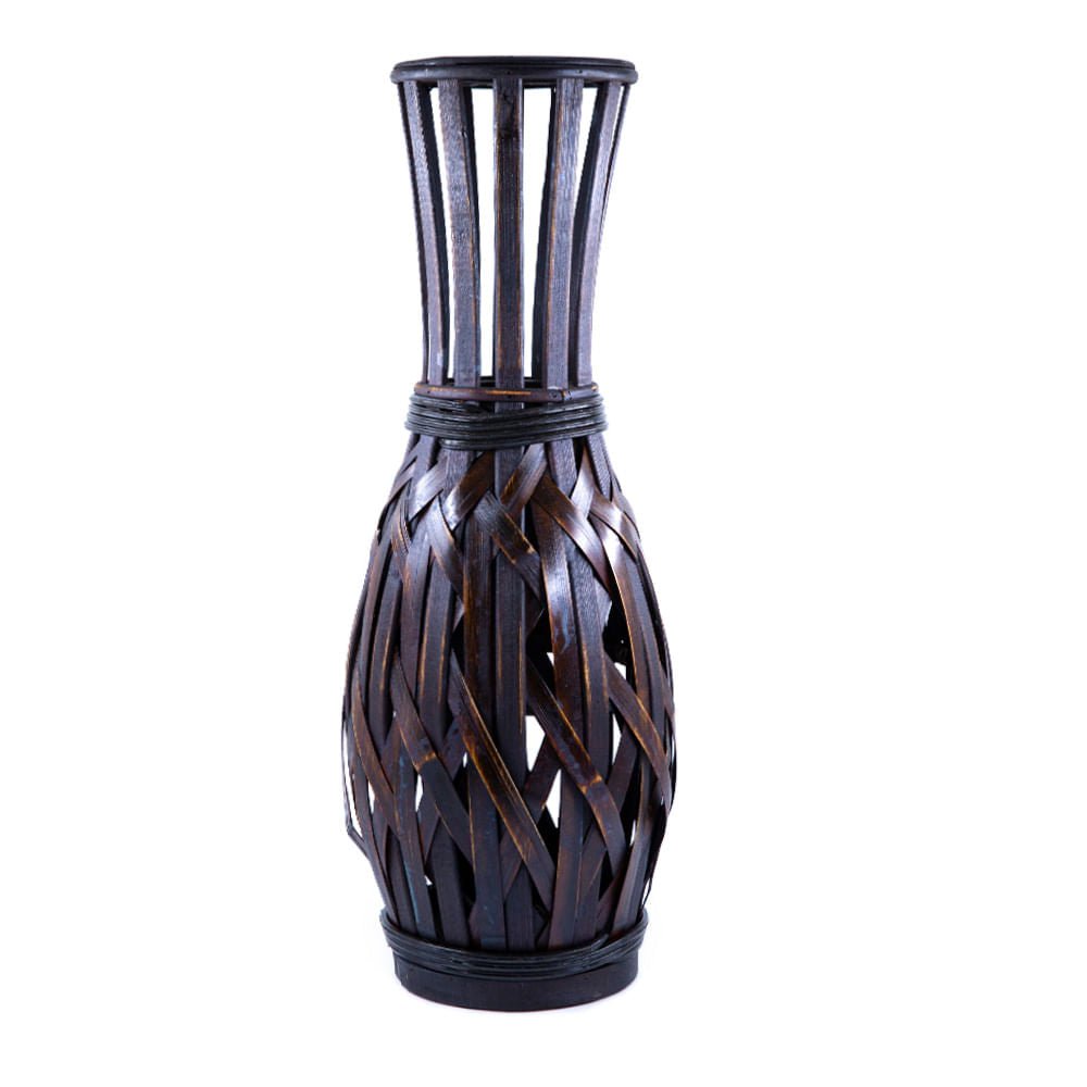 Jarrón Decorativo De Mimbre Efecto Madera 50 cm