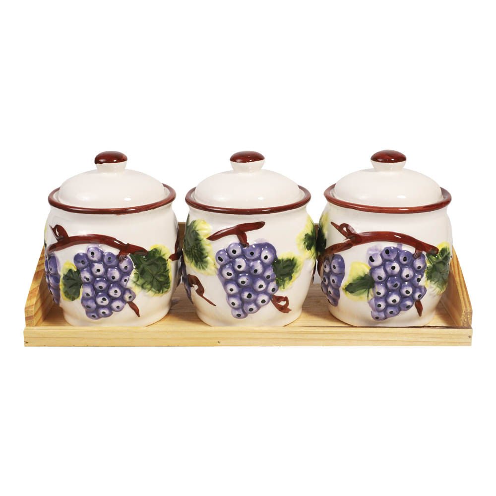Juego De Canister Home Elegance Uvas 3 Piezas