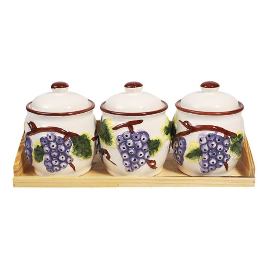 Juego De Canister Home Elegance Uvas 3 Piezas