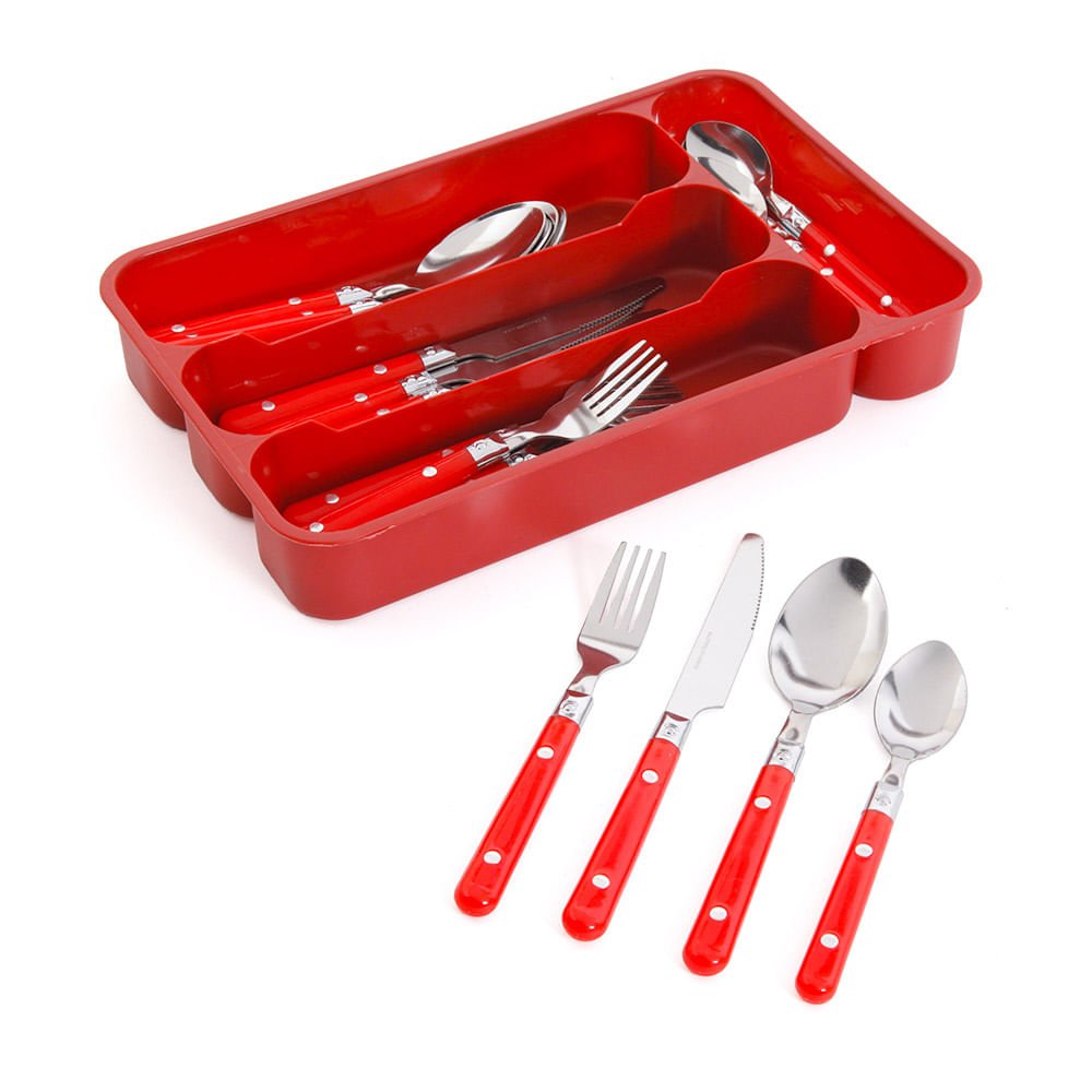 Juego de Cubiertos Gibson Casual Living Rojo 24 Piezas