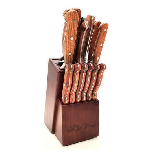 Juego de Cuchillos The Pionner Woman Con Base de Madera 14 Piezas