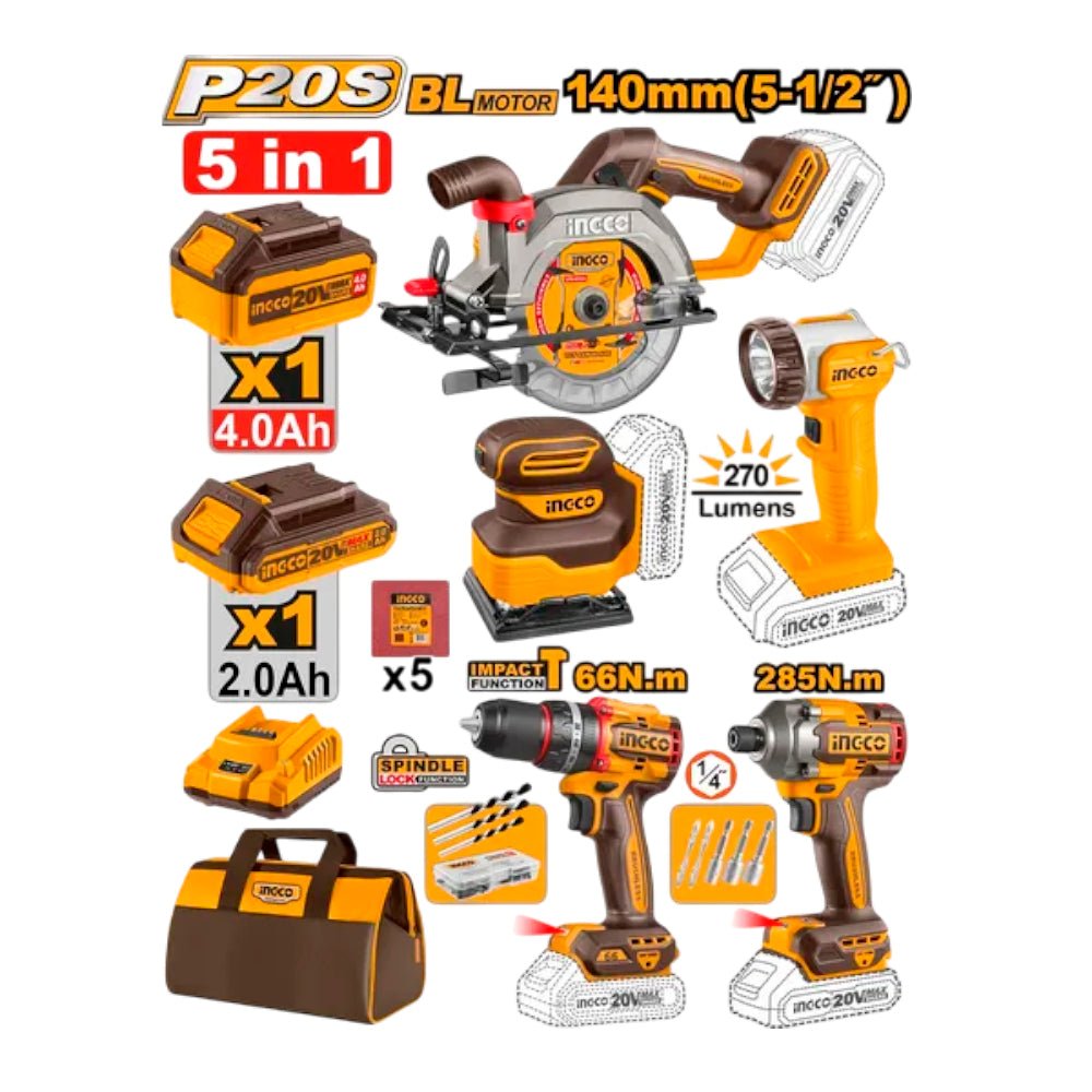 Juego De Herramientas Inalambricas Ingco 5 piezas - Ingco - Titan.com.pa - 6942141808159