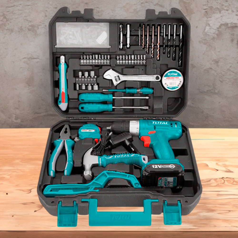 Juego de Herramientas Total 128 Piezas con Taladro Inalámbrico 12V - Total - Titan.com.pa - 6941639841265