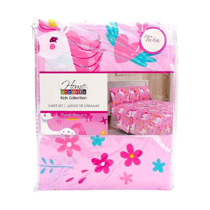 Juego de Sábana Infantil 3 Piezas Home Accents Floral Unicornio - Twin - Home Accents - Titan.com.pa - 7453107346763