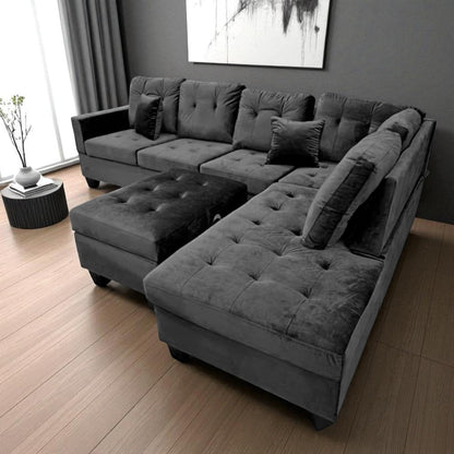 Juego De Sala Elements Furniture Forma L Negro - Elements Furniture - Titan.com.pa - 2100000358397