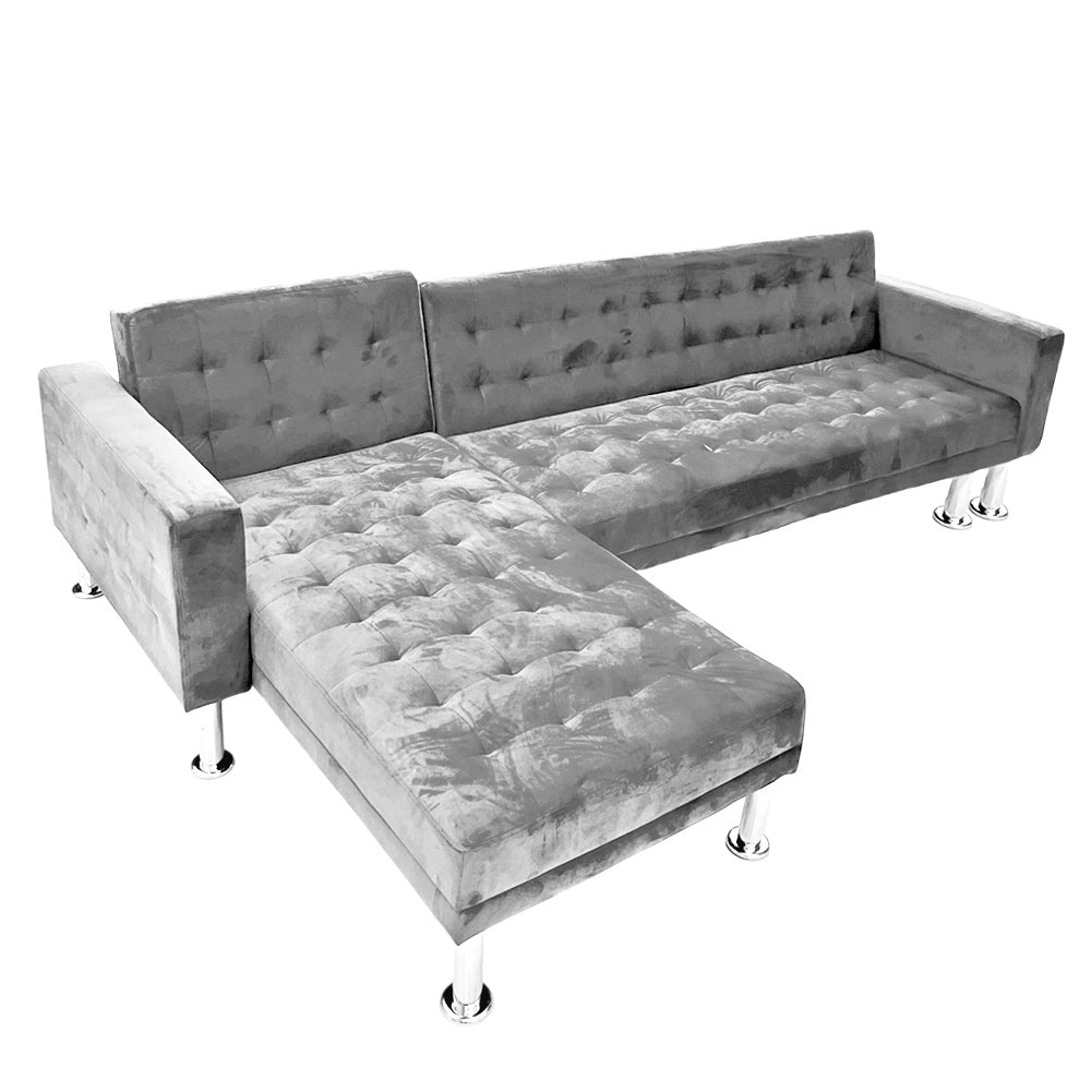 Juego De Sala Elements Furniture Forma L Pata De Metal LT - Grey Velvet - Elements Furniture - Titan.com.pa - 2150109512718