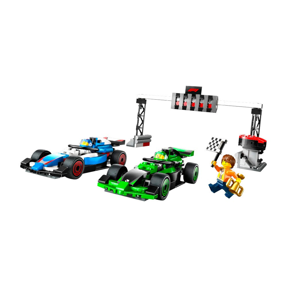 Bloques LEGO Parrilla de F1 con Autos de Carreras VCARB y Sauber