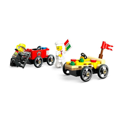 Bloques LEGO Pack de Autos de Carreras: Pizza vs. Camión de Bomberos