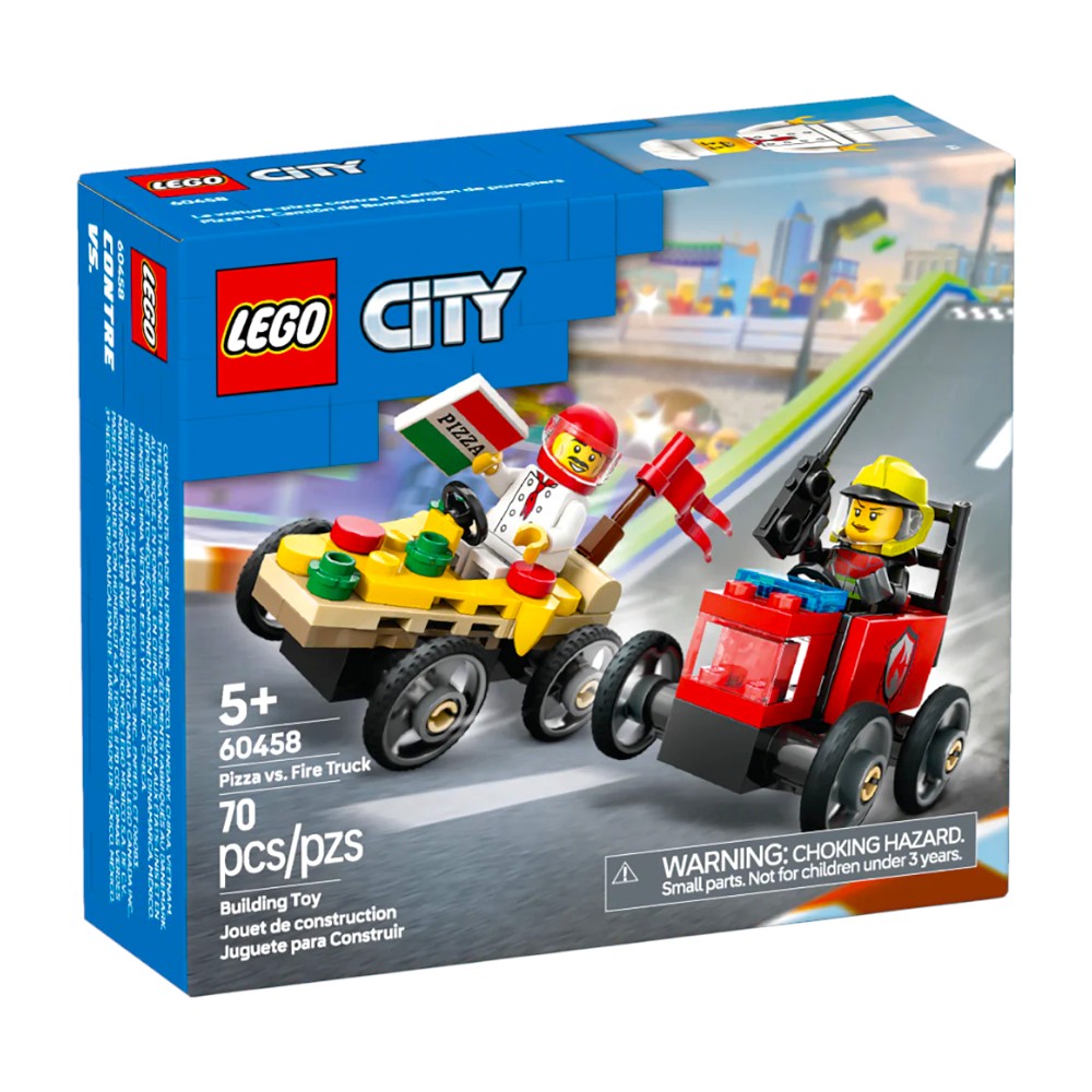 Bloques LEGO Pack de Autos de Carreras: Pizza vs. Camión de Bomberos