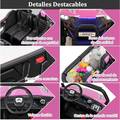 Carro Recargable UTV W/RC Rosado 24V