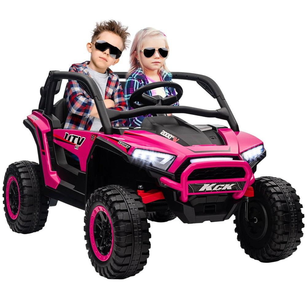 Carro Recargable 4X4 W/RC UTV Rosado/Negro 12V