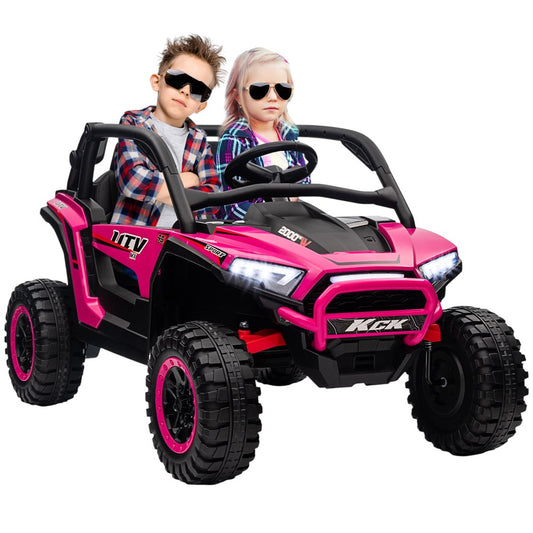 Carro Recargable 4X4 W/RC UTV Rosado/Negro 12V
