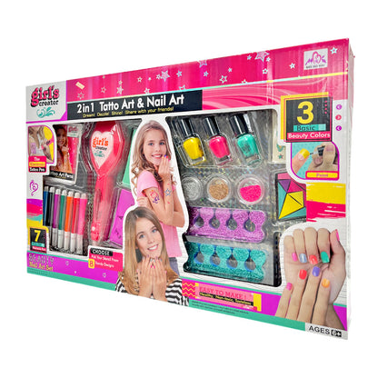 Juego De 2 En 1 De Tatuajes Y Uñas Girls Creator