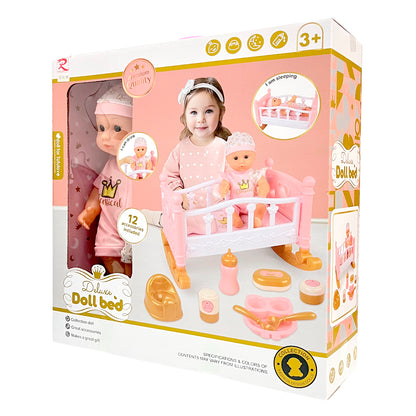 Muñeca Bebé 12" con Cama / Ronlong